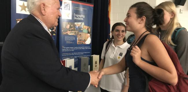 shaking veterans hand