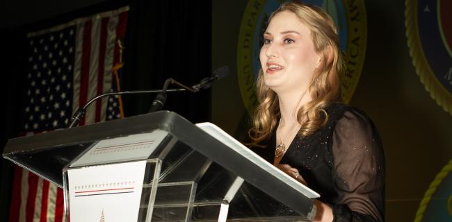 Karissa Wenzel at podium